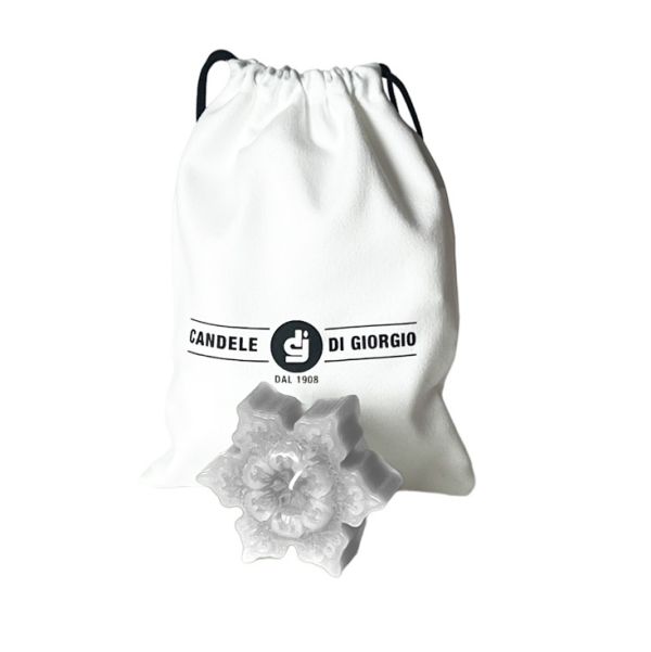 Candela Fiocco di Neve con decoro- Bianco