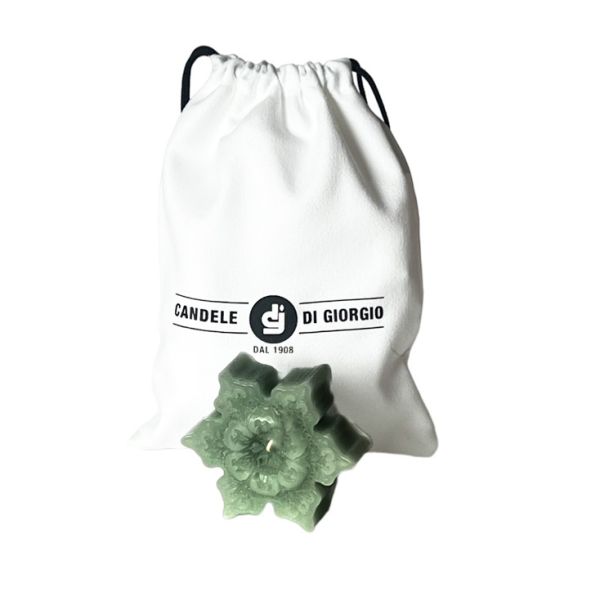 Candela Fiocco di Neve con decoro- Grigio