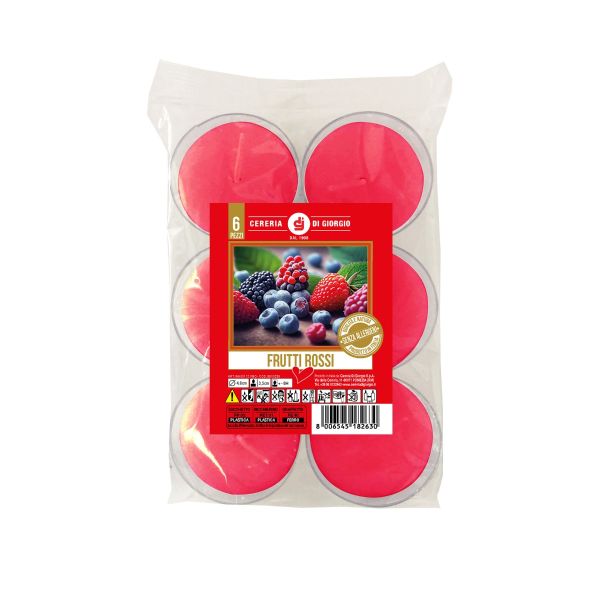Candele profumate Berries in bicchierino - 6 pezzi - Senza allergeni