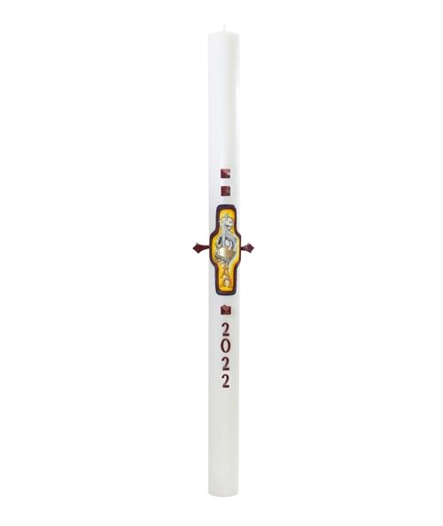 Cero pasquale con decoro in cera Ø 8 cm h. 120 cm
