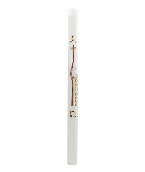 Cero pasquale con decoro in cera Ø 8 cm h. 120 cm