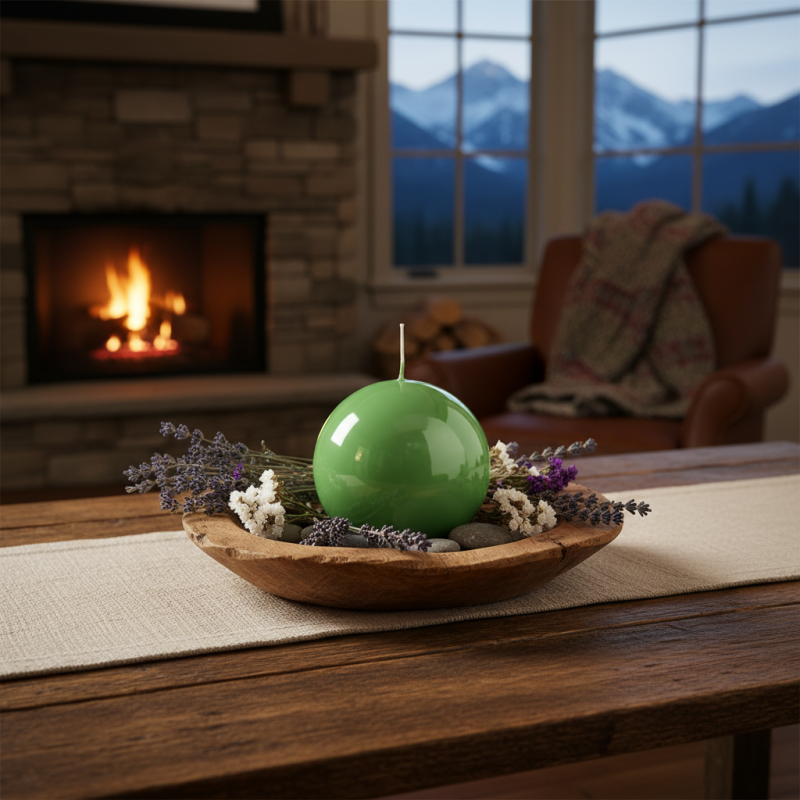 Candela sfera Laccata  Ø 10 cm -  1 pezzo -Pistacchio -Home Decor 