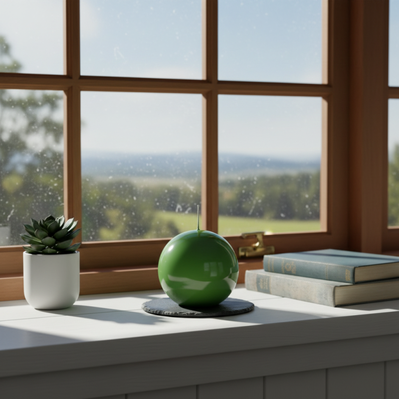 Candela sfera Laccata  Ø 10 cm -  1 pezzo -Pistacchio -Home Decor 