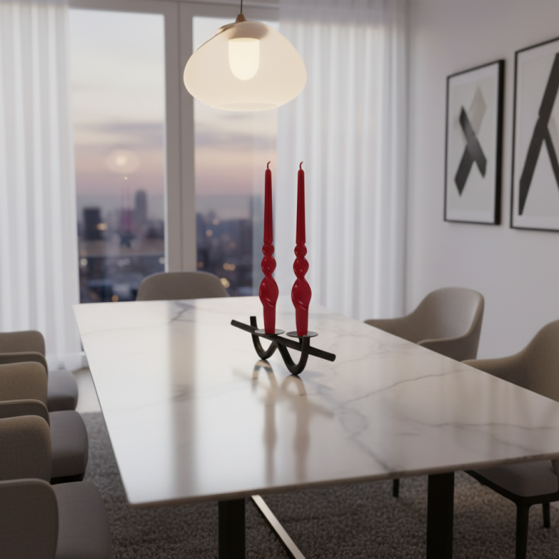 Set 2 candele voluta laccate h 40 cm -  Rosso