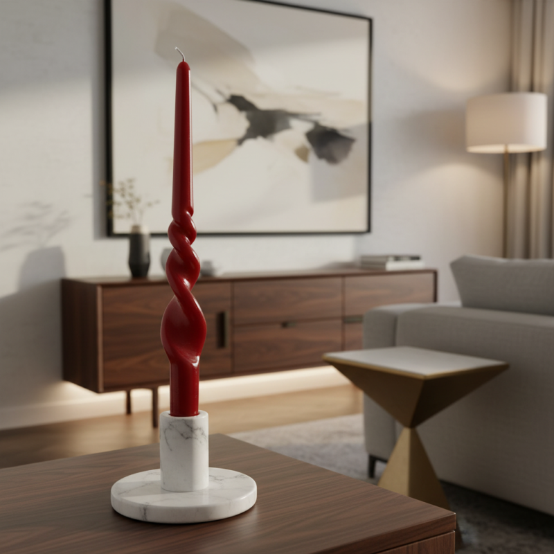 Set 2 candele voluta laccate h 30 cm - Rosso