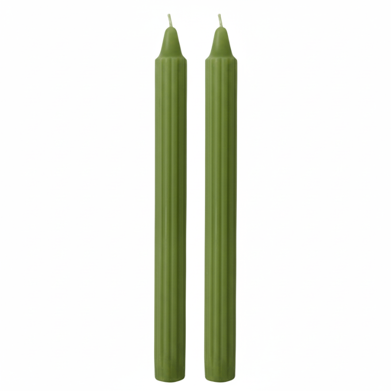 Candele Doriche Ø 2,2 cm h. 25 cm 2 pezzi - Verde Oliva