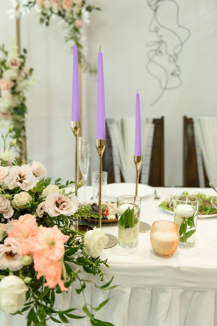 Candele coniche Ø 2,2 cm h. 30 cm 12 pezzi - Viola Polvere