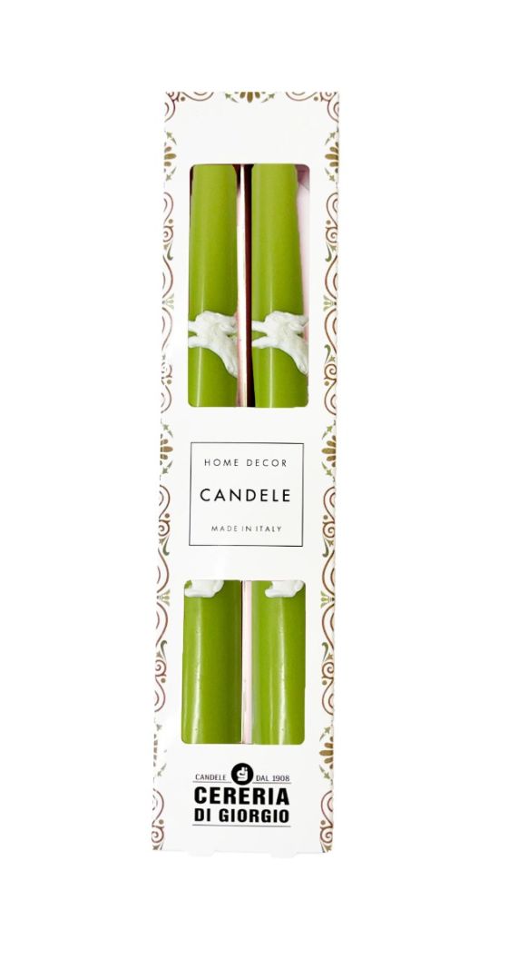 2 Candele Coniche con Coniglietti - Diametro 2,2 cm Altezza 25 cm - Colore Pistacchio 
