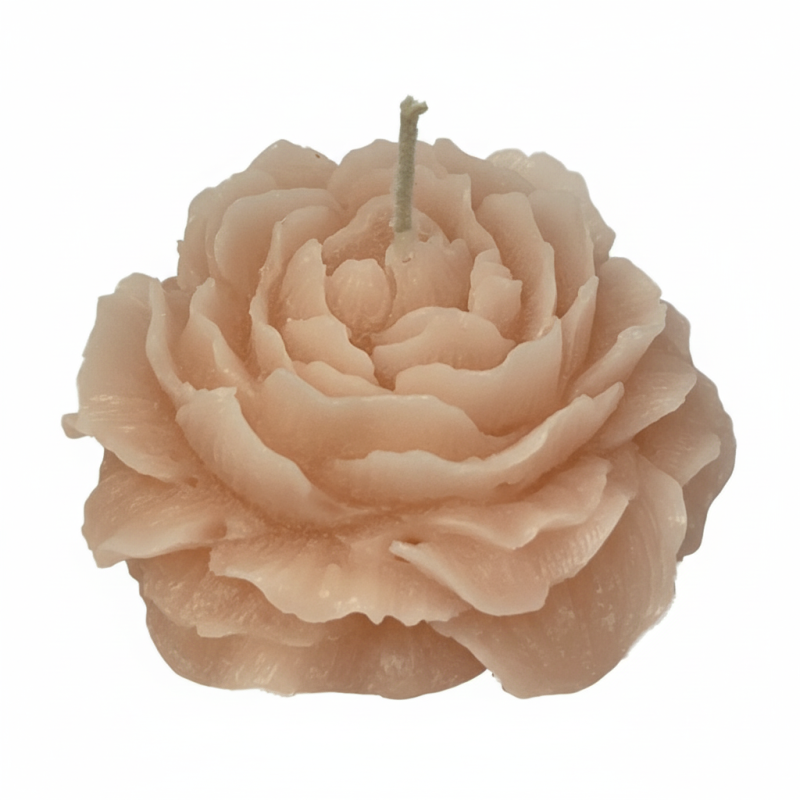 Candela a forma di Camelia - Colore Cipria- Diametro 8 cm altezza 3,5 cm - con Sacchetto Regalo