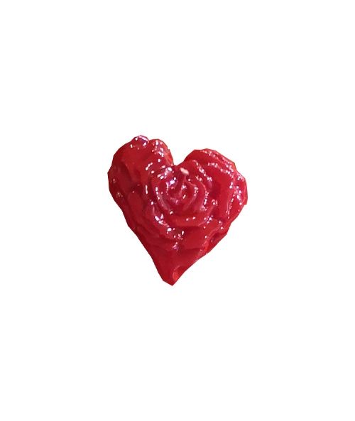 Candela artigianale a forma di cuore con petali - 5,5x3 cm