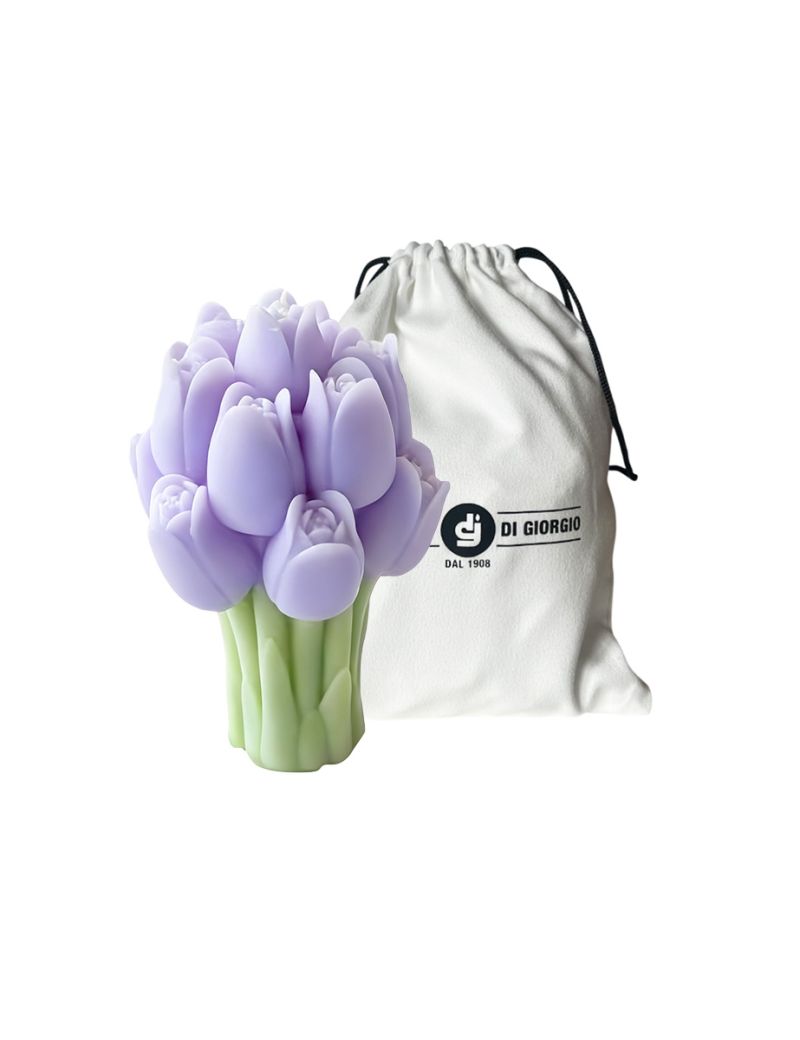 Candela a forma di mazzolino di tulipani - h 9 cm - ViolaPolvere