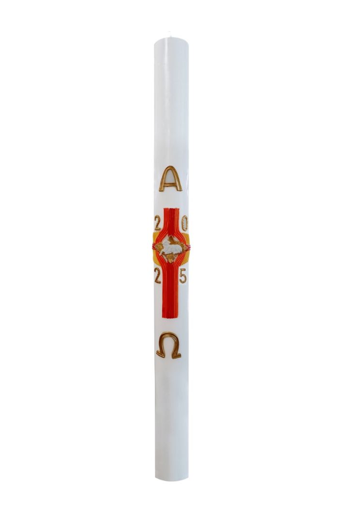 Cero pasquale con decoro in cera Ø 8 cm h. 120 cm