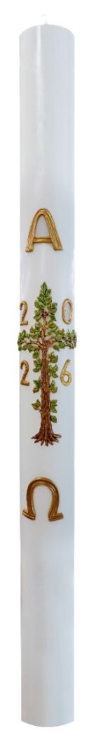 Cero pasquale con decoro in cera Ø 8 cm h. 120 cm