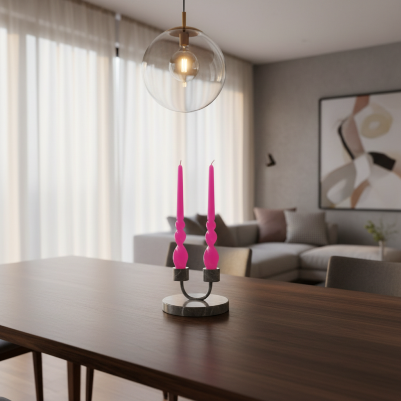 Set 2 candele voluta laccate h 30 cm - Fucsia