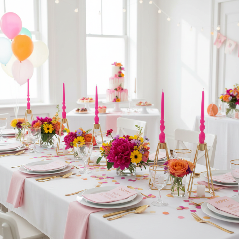 Set 2 candele voluta laccate h 30 cm - Fucsia