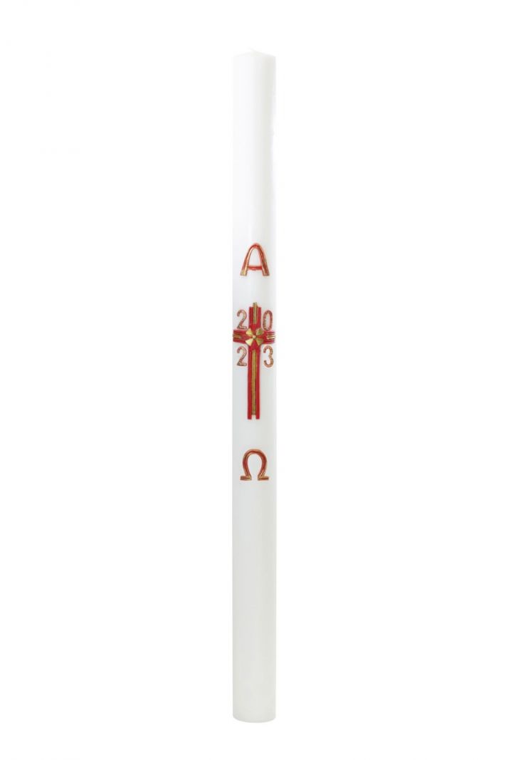 Cero pasquale con decoro in cera Ø 8 cm h. 120 cm