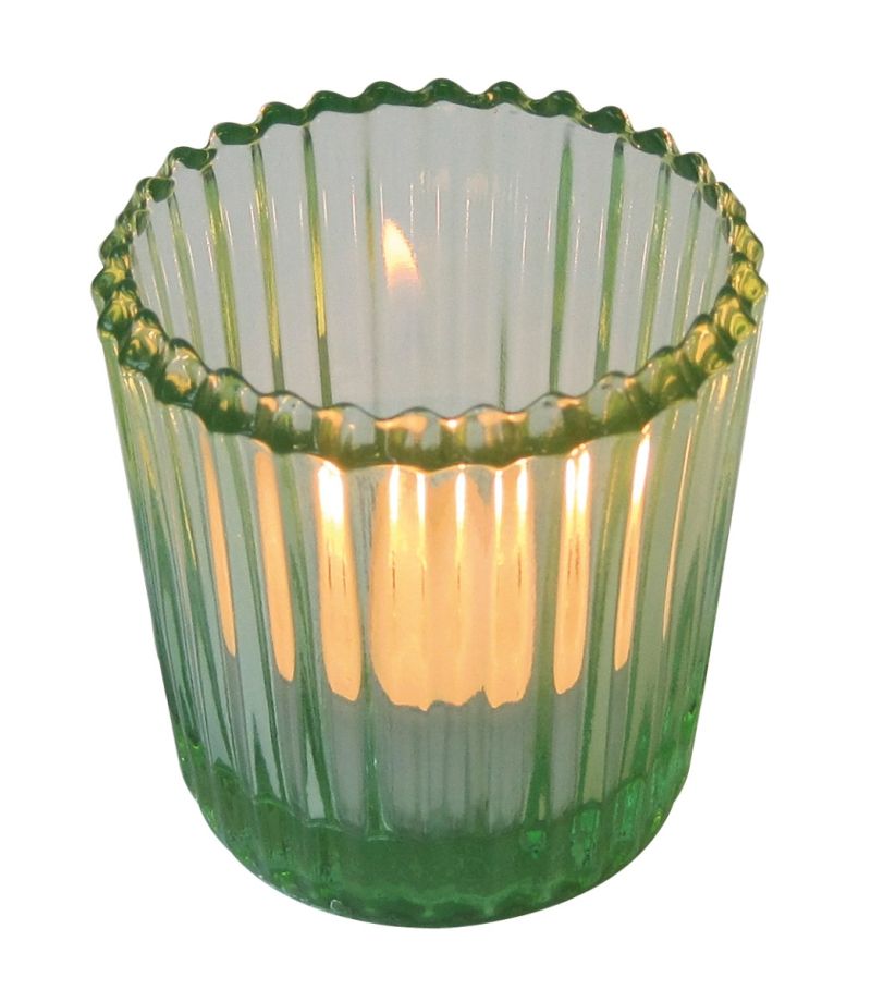 Bicchierino rigato porta tealight in vetro - Verde