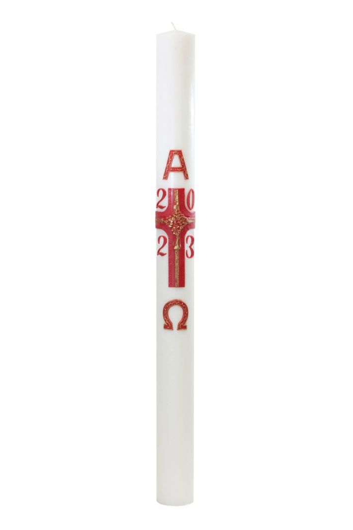 Cero pasquale con decoro in cera Ø 10 cm h. 120 cm