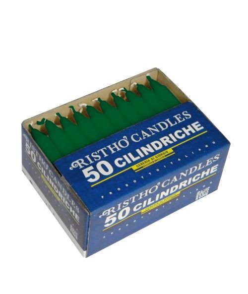 Candele cilindriche Ø 2,1 cm h. 16 cm 50 pezzi - Verde scuro