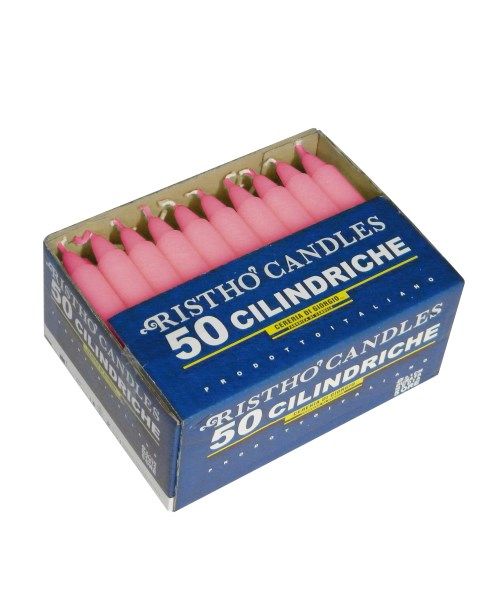 Candele cilindriche Ø 2,1 cm h. 16 cm 50 pezzi - Rosa antico