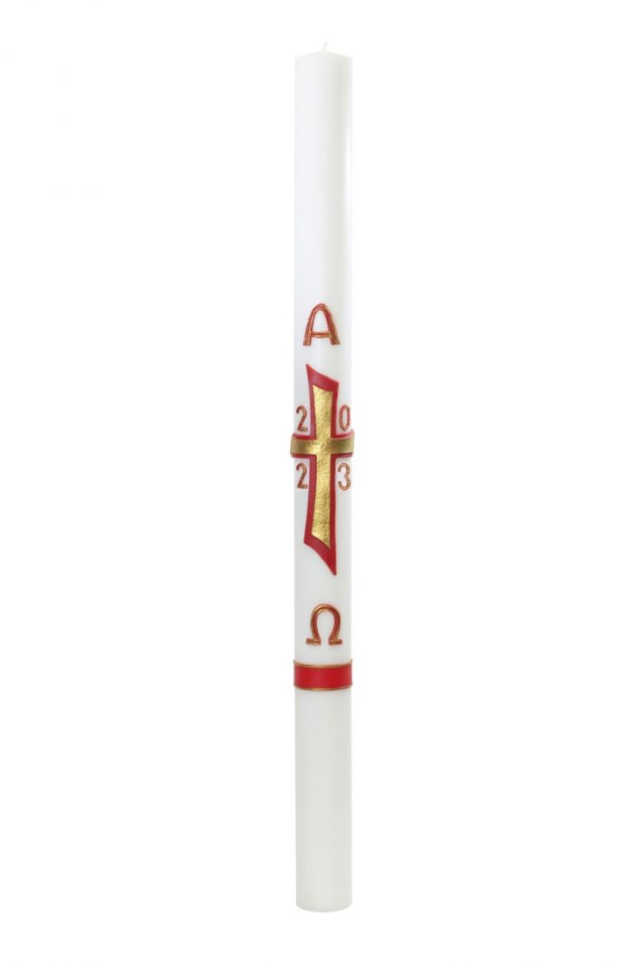 Cero pasquale con decoro in cera Ø 8 cm h. 120 cm
