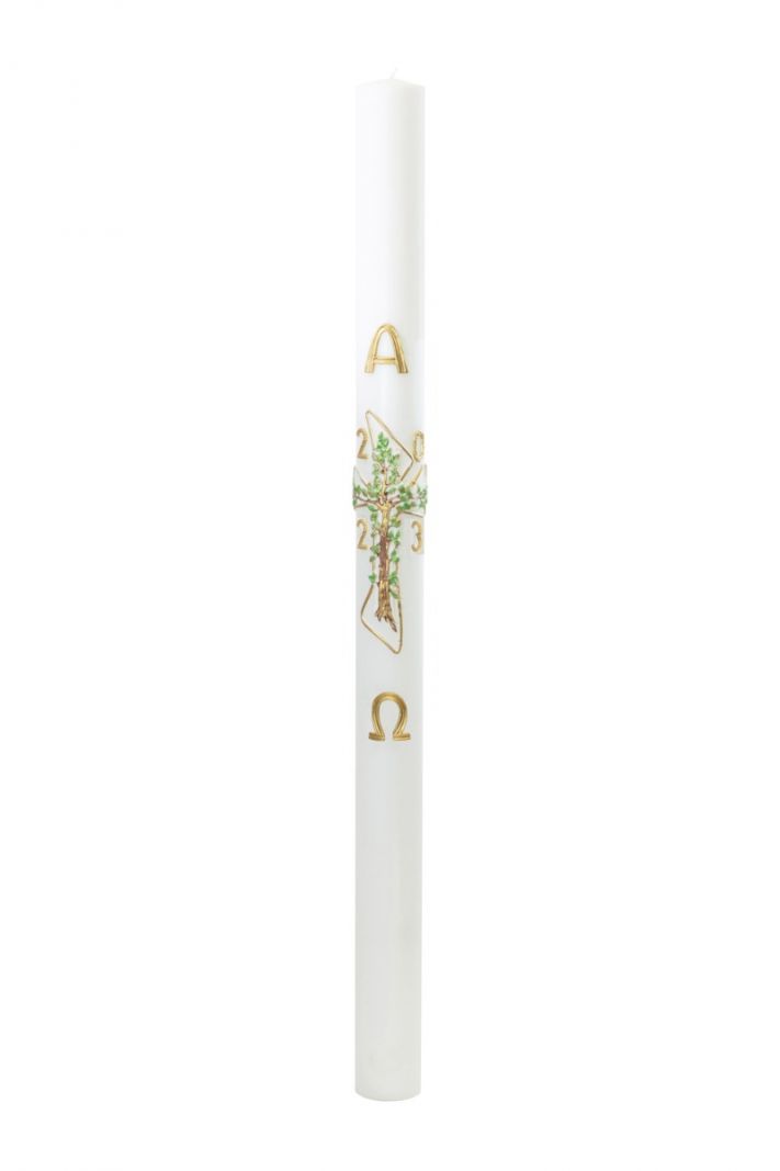 Cero pasquale con decoro in cera Ø 8 cm h. 120 cm