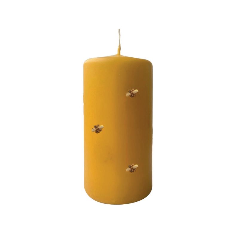 Candele con Api in cera  Ø 7 cm h. 15 cm  - Senape