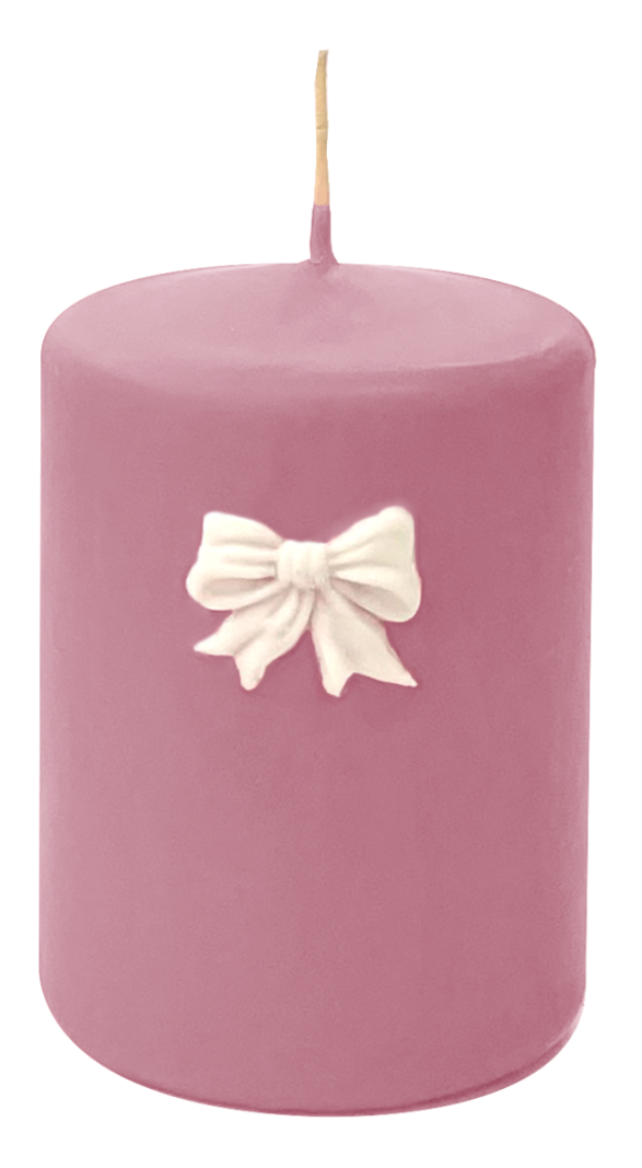 Candele con Fiocchi panna in cera  Ø 7 cm h. 10 cm  - Rosa  Polvere