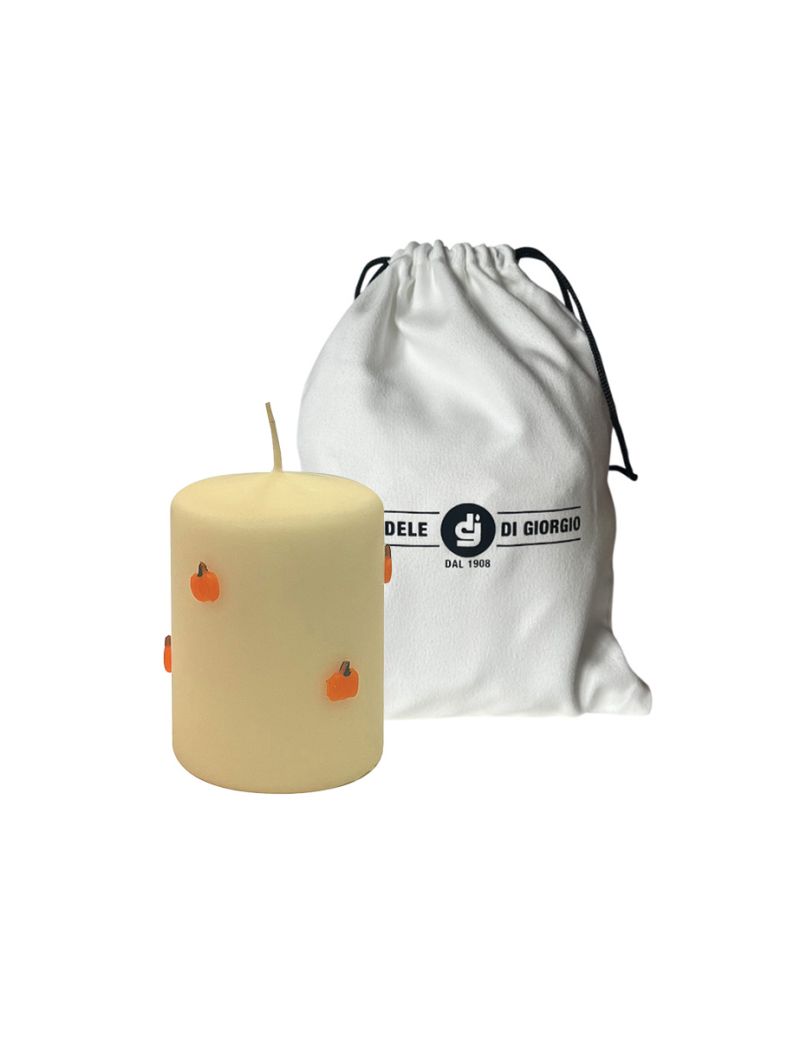 Candela con Zucche in cera Ø 7, h 10 cm - Avorio