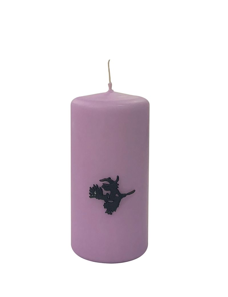Candela con Strega in cera Ø 7 cm , h 15 cm - Viola