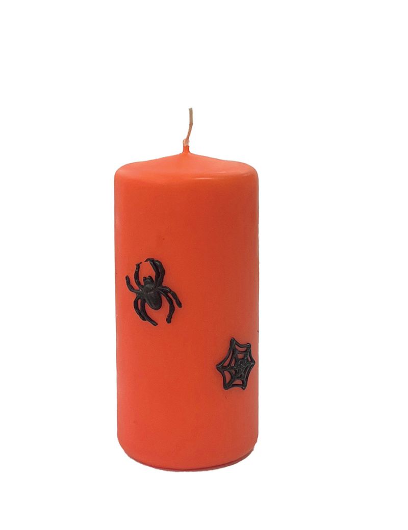 Candela con Ragnatele in cera Ø 7 h 15 cm - Zucca