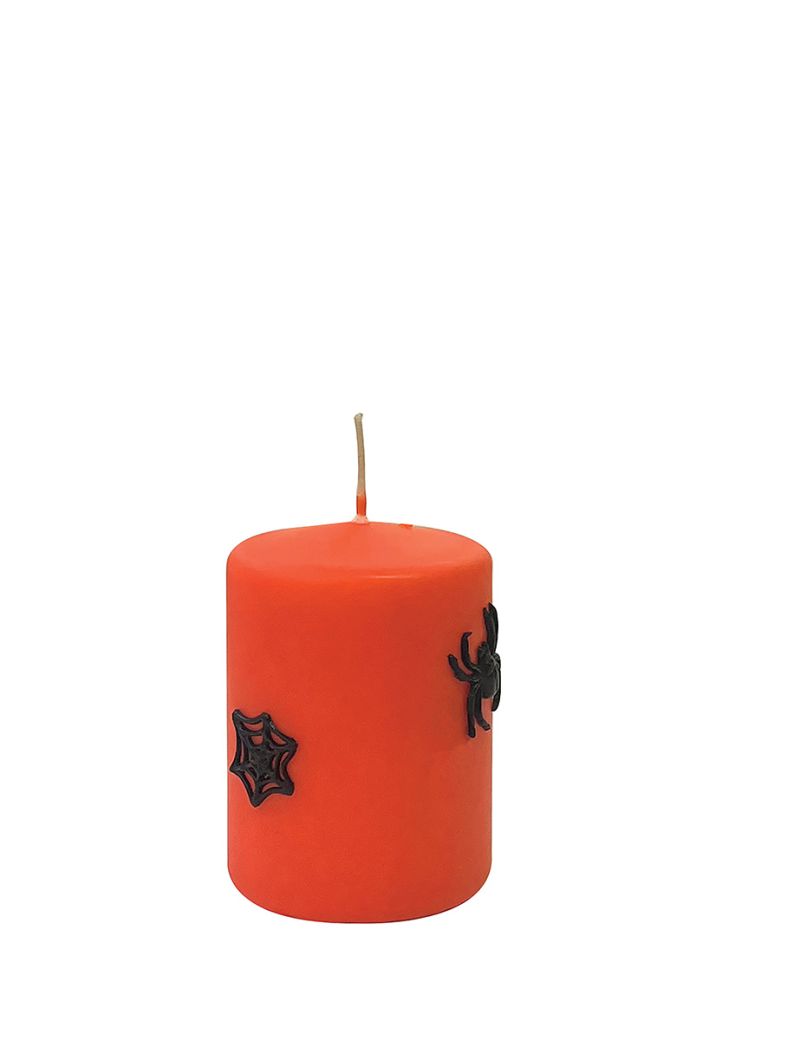Candela con Ragnatele in cera Ø 7 h 10 cm - Zucca