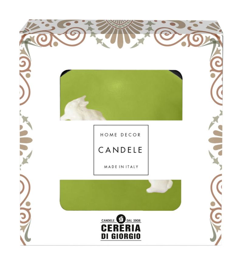 Candela Sfera diametro 10 cm con coniglietti decorativi -  Colore Pistacchio