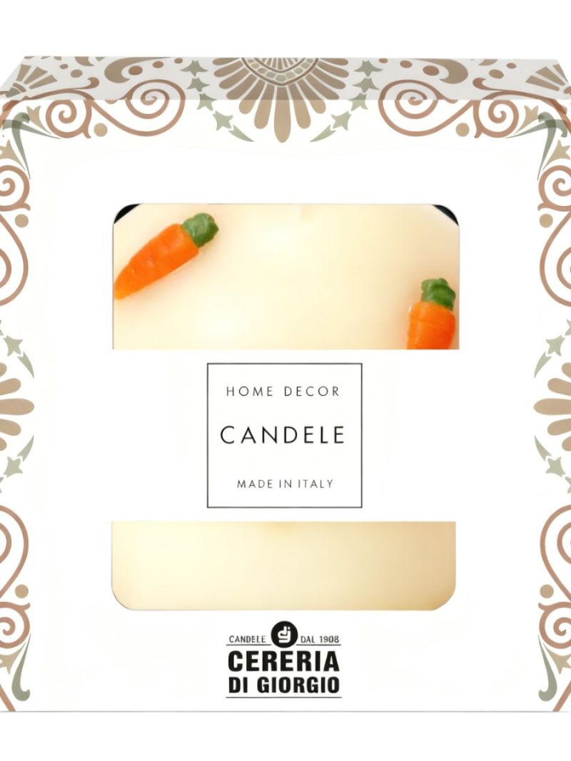 Candela Sfera diametro 10 cm con carote decorative  - Colore Avorio