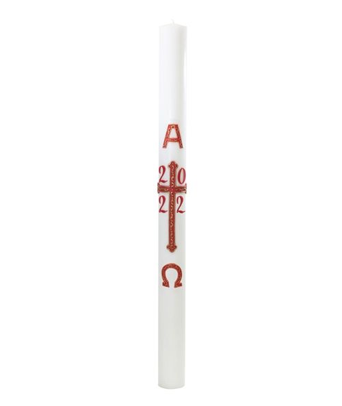 Cero pasquale con decoro in cera Ø 9 cm h. 120 cm