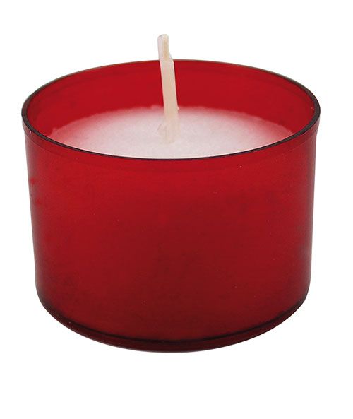 Lumino votivo in plastica rossa Mod. 7b h. 4,4 cm 6 pezzi
