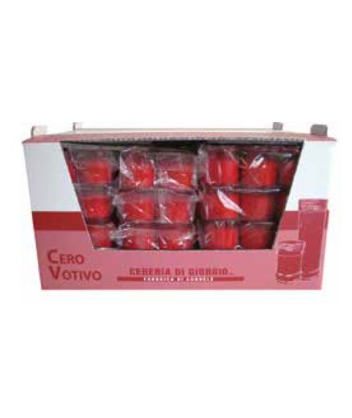 Lumino votivo in plastica rossa Mod. 7b h. 4,4 cm 6 pezzi