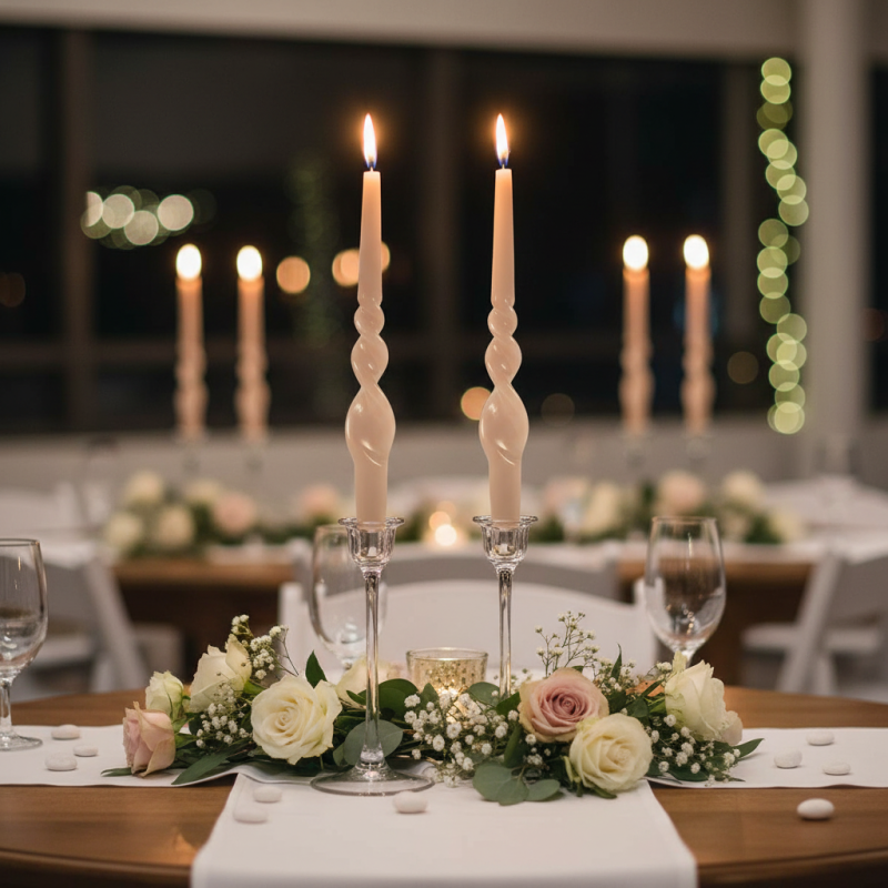 Set 2 candele voluta laccate h 30 cm - Cipria