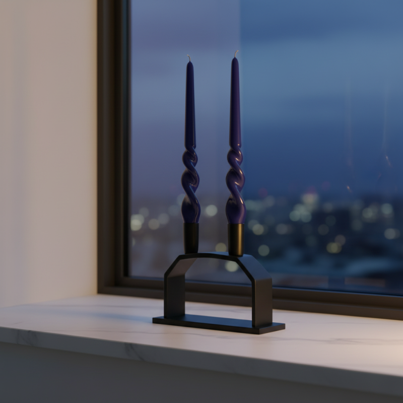 Set 2 candele voluta laccate h 30 cm - Blu notte