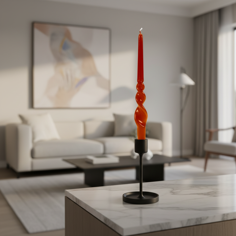 Set 2 candele voluta laccate h 40 cm - Terracotta