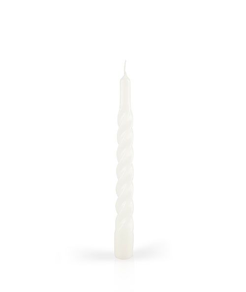 Candele laccate tortiglione Ø 2,2 cm h. 21 cm 3 pezzi - Bianco