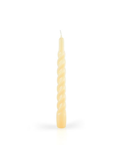 Candele laccate tortiglione Ø 2,2 cm h. 21 cm 3 pezzi - Giallo