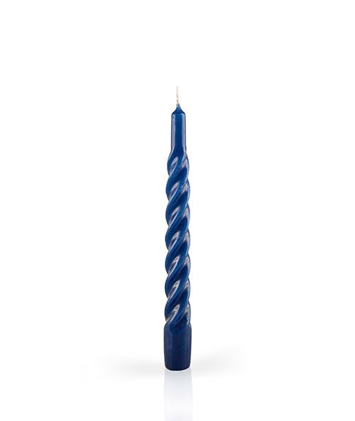 Candele laccate tortiglione Ø 2,2 cm h. 21 cm 3 pezzi - Blu