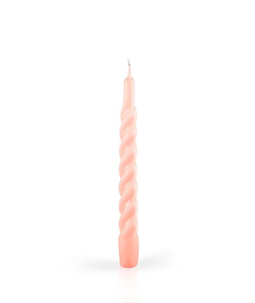 Candele laccate tortiglione Ø 2,2 cm h. 21 cm 3 pezzi - Rosa chiaro