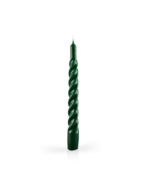 Candele laccate tortiglione Ø 2,2 cm h. 21 cm 3 pezzi - Verde scuro