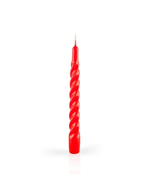 Candele laccate tortiglione Ø 2,2 cm h. 21 cm 3 pezzi - Rosso