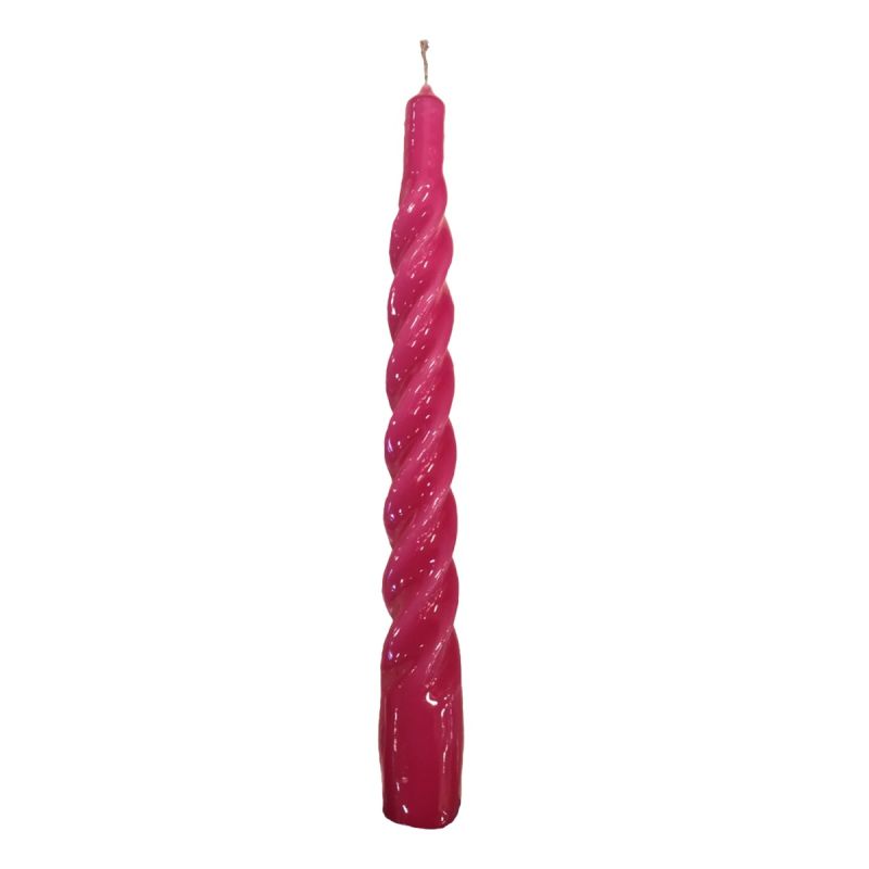 Candele laccate tortiglione Ø 2,2 cm h. 21 cm 3 pezzi - Fucsia