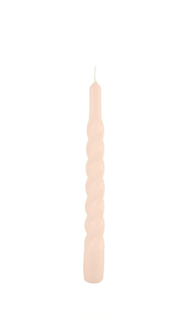 Candele laccate tortiglione Ø 2,2 cm h. 21 cm 3 pezzi - Cipria