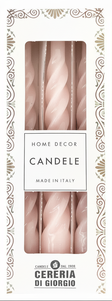 Candele laccate tortiglione Ø 2,2 cm h. 21 cm 3 pezzi - Cipria