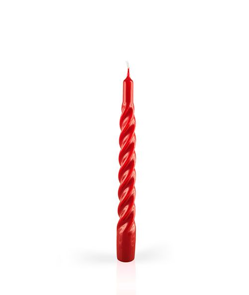 Candele laccate tortiglione Ø 2,2 cm h. 21 cm 3 pezzi - Bordeaux